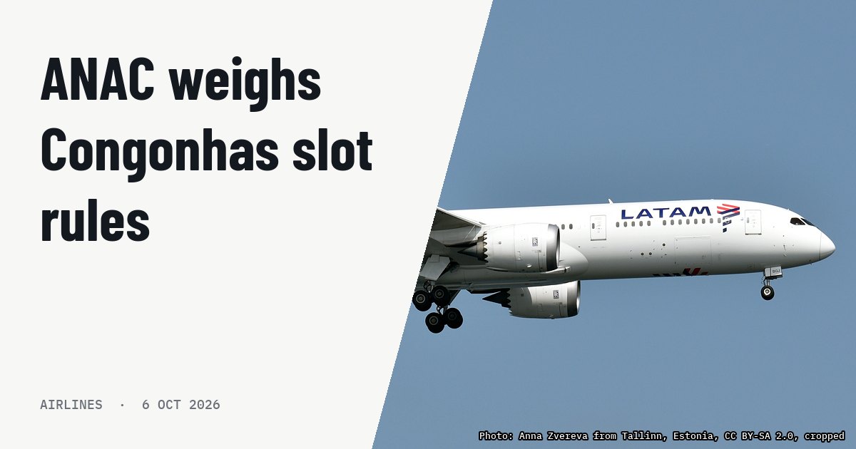 ANAC reviews Congonhas slot rules to increase airline competition. Illustration photo (archive, not the aircraft involved) : LATAM Airlines, CC-BGJ, Boeing 787-9 Dreamliner