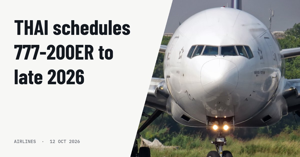 THAI schedules Boeing 777-200ER operations to late December 2026. Illustration photo (archive, not the aircraft involved) : VGHS 2014: 'Nakhon Pathom' lining up on R14.