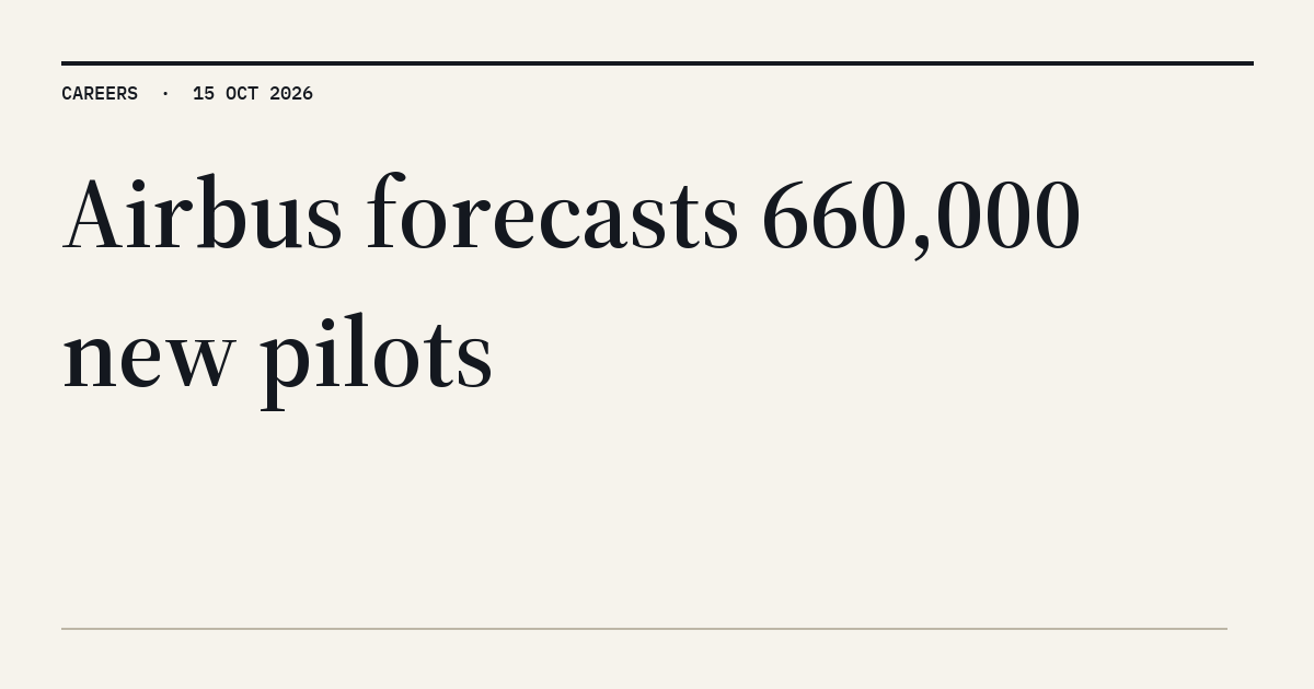 MyATPS : Airbus projects need for 660,000 new airline pilots by 2045