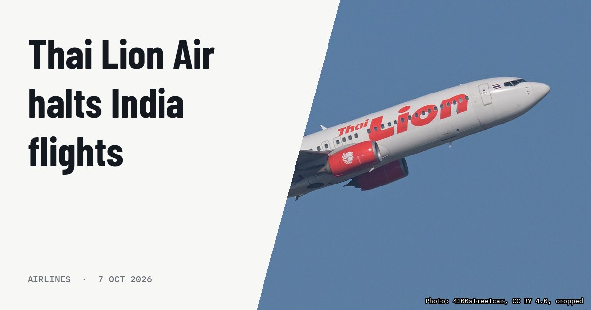 Thai Lion Air halts India network with planned return in mid-December 2026. Illustration photo (archive, not the aircraft involved) : Thai Lion Air Boeing 737-800 HS-LGK, operating flight 398 to Nagoya, departs Taiwan Taoyua International Airport from runway 05L.