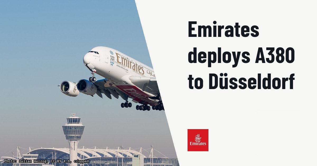 Emirates swaps Boeing 777 for Airbus A380 on Düsseldorf route. Illustration photo (archive, not the aircraft involved) : Emirates Airbus A380-861 (reg. A6-EER, msn 139) at Munich Airport (IATA: MUC; ICAO: EDDM) departing 26L. See also : File:Emirates Airbus A380-861 A6-EER MUC 2015 02.jpg File:Emirates Airbus A380-861 A