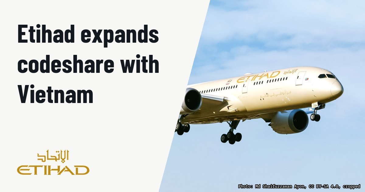 Etihad expands Vietnam Airlines codeshare across three Hanoi routes. Illustration photo (archive, not the aircraft involved) : A6-BLL - Boeing 787-9 Dreamliner - Etihad Airways - MSN 39656 - VGHS.
