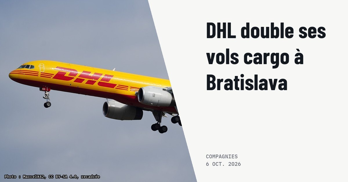 DHL double ses vols cargo à Bratislava et ouvre une ligne vers Bruxelles. Photo d'illustration (archive, pas l'appareil concerné) : Die Boeing 757-223(PCF)(WL) der Fluggesellschaft DHL Air Austria mit dem Kennzeichen OE-LNR im Landeanflug auf die Landebahn 26L des Flughafens Leipzig/Halle. Das Flugzeug führte einen Flug vom Flugha