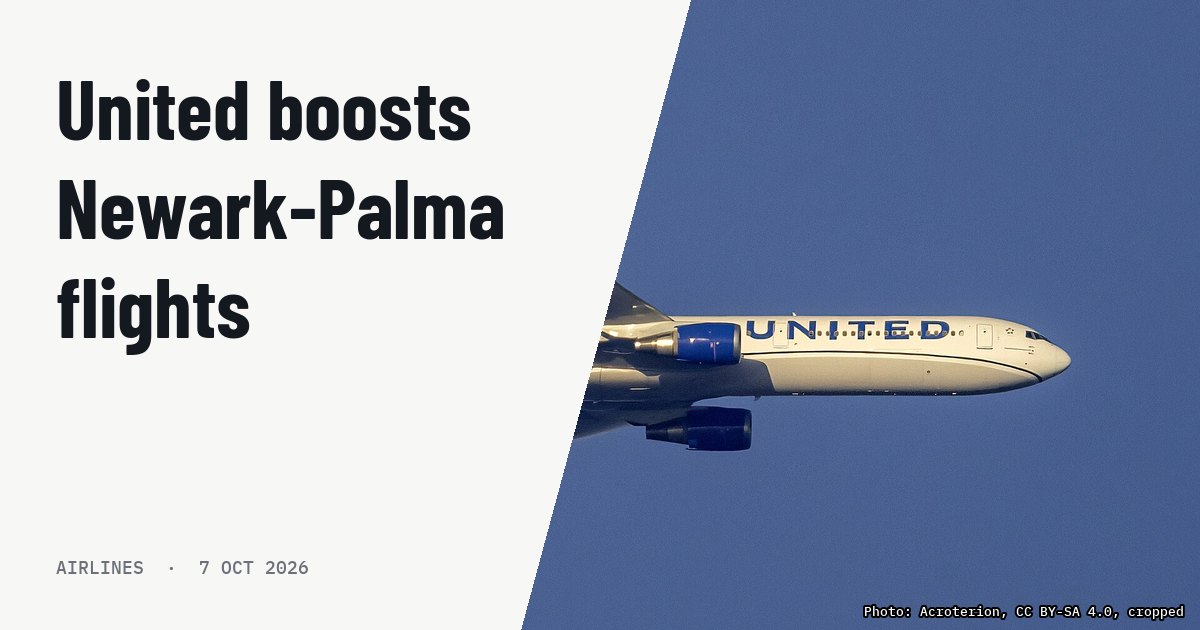 United expands Newark to Palma service to daily Boeing 767 flights in 2027. Illustration photo (archive, not the aircraft involved) : 2002 United Airlines Boeing 767-424ER N66057 approaching Washington Dulles International Airport, from Maryland