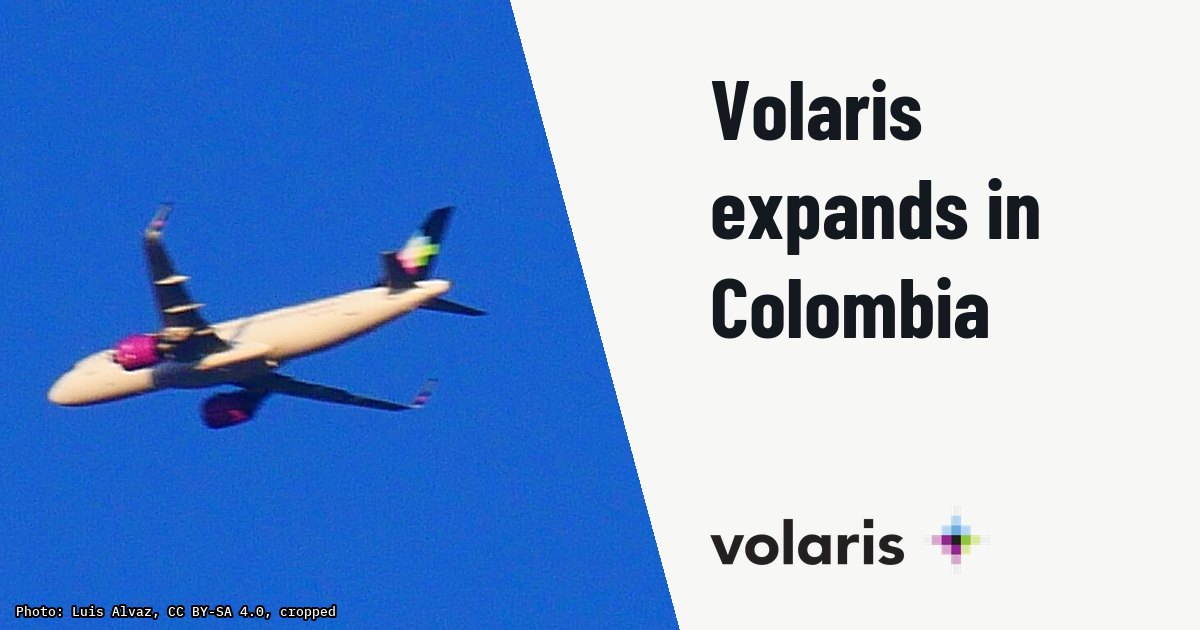 Volaris expands in Colombia with a new Guadalajara-Medellín route. Illustration photo (archive, not the aircraft involved) : Avión de Volaris en pleno vuelo sobre Puebla