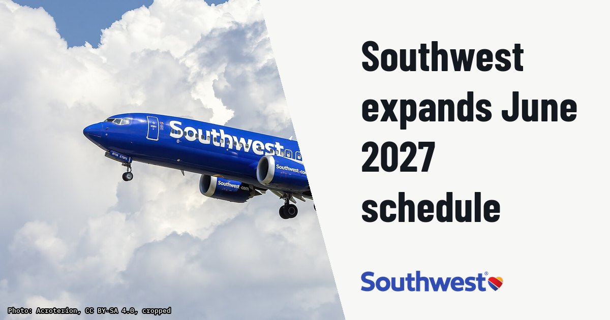 Southwest Airlines adds multiple Boeing 737 routes for June 2027. Illustration photo (archive, not the aircraft involved) : 2020 Southwest Airlines Boeing 737-8 MAX N8748Q landing at Baltimore-Washington International Thurgood Marshall Airport, Maryland, USA