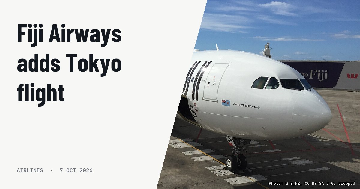 Fiji Airways adds a third weekly Tokyo flight for summer 2027. Illustration photo (archive, not the aircraft involved) : My ride from Auckland. Great service and delicious food up front on this 330-200. A couple of hours to clean and service the plane and it is off to Los Angeles next. Here it sits in 31 degrees of swel