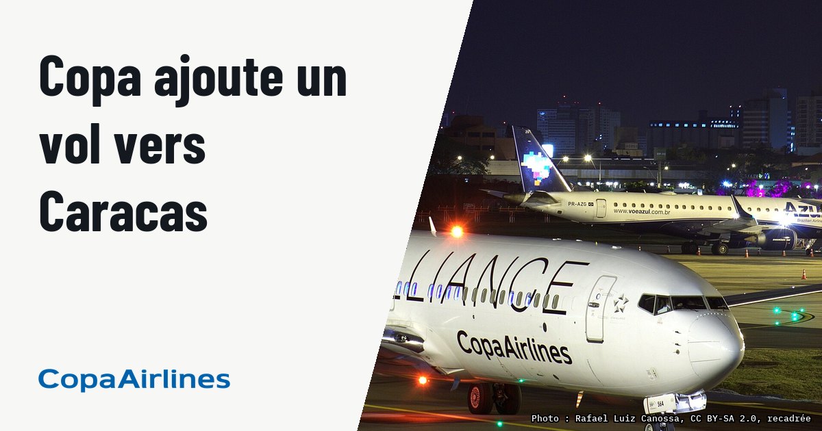 Copa Airlines renforce sa desserte de Caracas avec trois vols quotidiens. Photo d'illustration (archive, pas l'appareil concerné) : 737-800 COPA AIRLINES POA