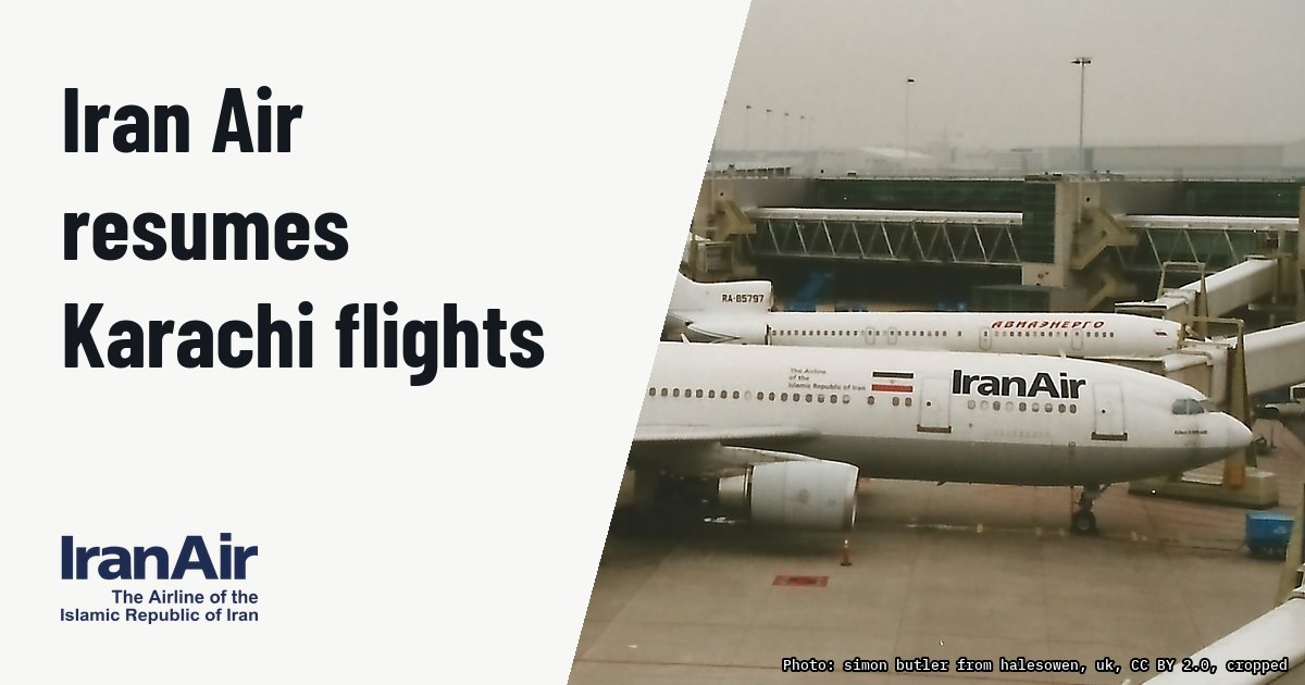 Iran Air resumes weekly flights to Karachi from Tehran and Mashhad. Illustration photo (archive, not the aircraft involved) : AMSTERDAM MARCH 2002 IRAN AIR AIRBUS A300 EP-IBB