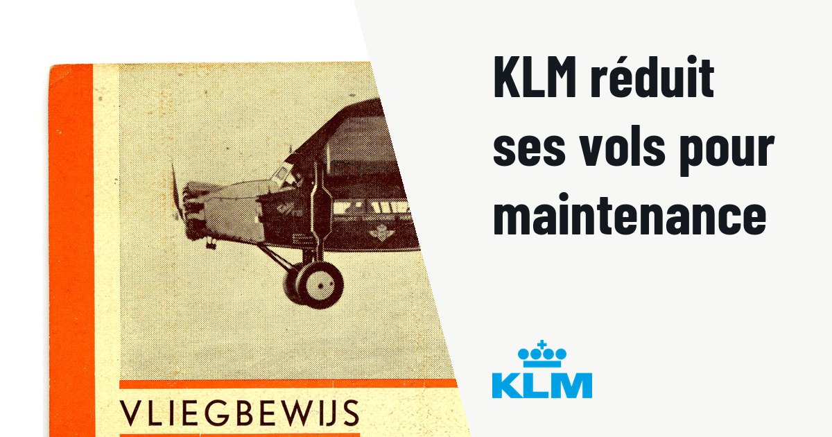 KLM réduit ses vols d'octobre 2026 à mars 2027 suite à des retards d'atelier. Photo d'illustration (archive, pas l'appareil concerné) : KLM vliegbewijs uit 1933. Rondvlucht boven Amsterdam, afstand ongeveer 40 km. Gevlogen met vliegtuig PH-ADX. Afbeelding van vliegtuig PH-AEB. Afmeting:12x16cm
