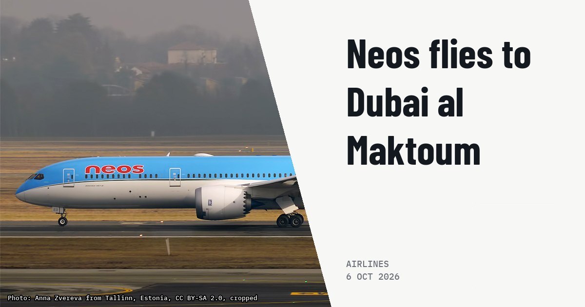 Neos adds nonstop Dubai al Maktoum flights from Milan and Rome. Illustration photo (archive, not the aircraft involved) : Neos, EI-NEO, Boeing 787-9 Dreamliner