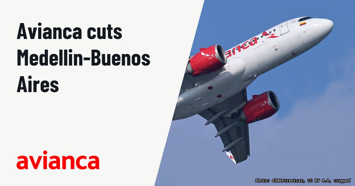 Avianca halts Medellin-Buenos Aires flights as JetSMART steps into the route. Illustration photo (archive, not the aircraft involved) : Avianca Airbus A320neo N962AV, as flight 445 to San Salvador, departs Boston from runway 22R.