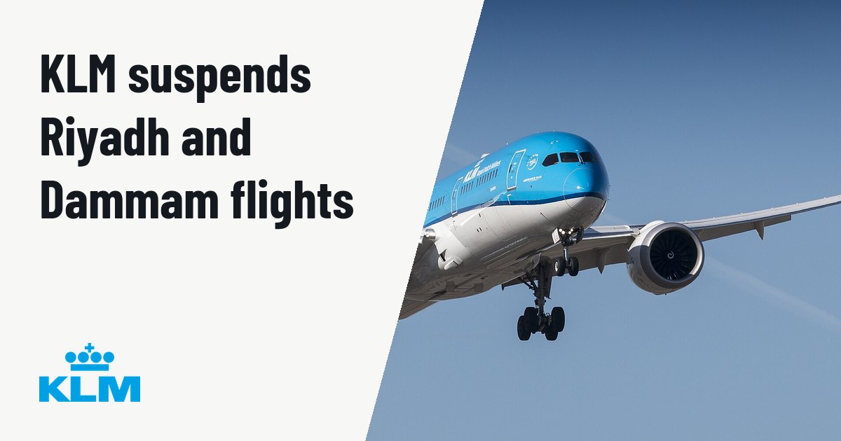 KLM extends Riyadh and Dammam flight suspension until October 31. Illustration photo (archive, not the aircraft involved) : Schiphol, the Netherlands
