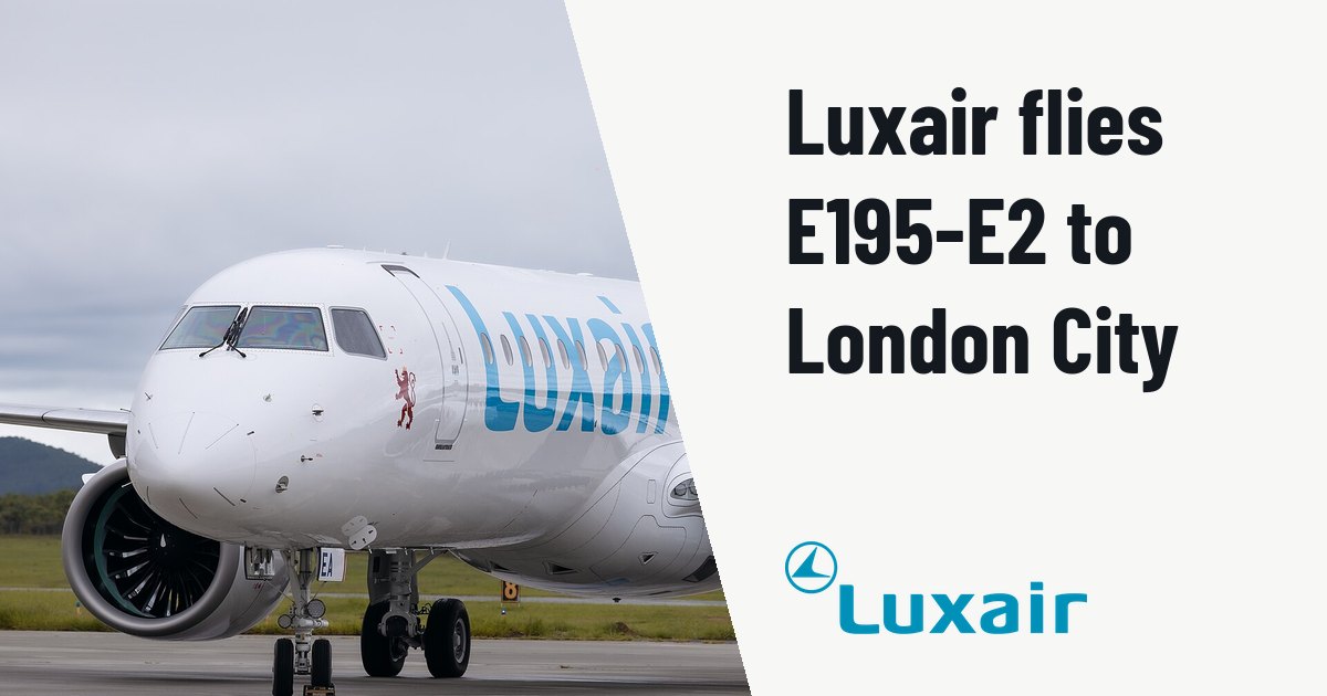 Luxair introduces the Embraer E195-E2 at London City Airport. Illustration photo (archive, not the aircraft involved) : E195-E2 LUXAIR