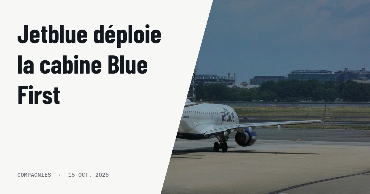 Jetblue déploie sa nouvelle classe Blue First sur plus de 30 liaisons. Photo d'illustration (archive, pas l'appareil concerné) : JetBlue Embraer 190 (N323JB) on the tarmac at Washington National Airport