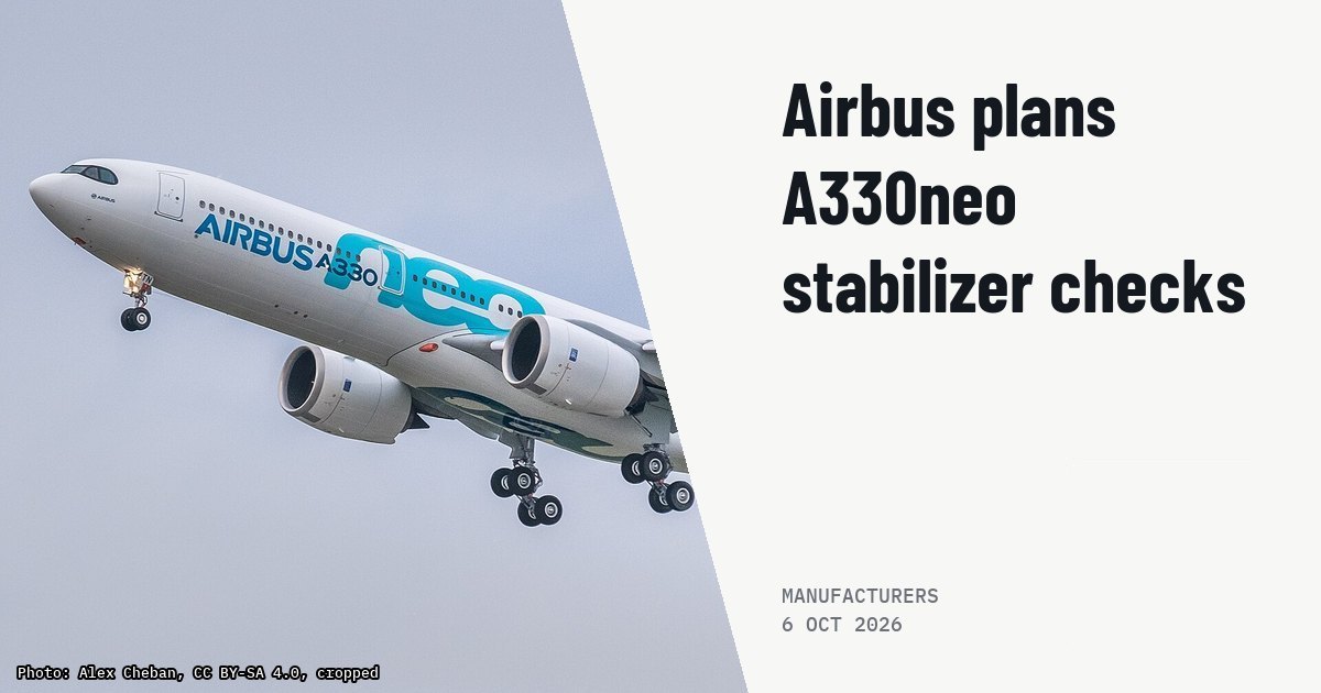 Airbus advises operators to prepare horizontal stabilizer checks on A330neo. Illustration photo (archive, not the aircraft involved) : Airbus A330neo First Flight. 19 October 2017, Toulouse, France.