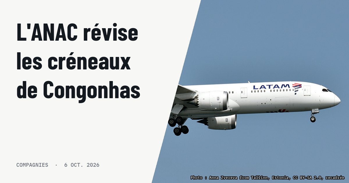 L'ANAC révise l'attribution des créneaux à Congonhas pour ouvrir le marché. Photo d'illustration (archive, pas l'appareil concerné) : LATAM Airlines, CC-BGJ, Boeing 787-9 Dreamliner
