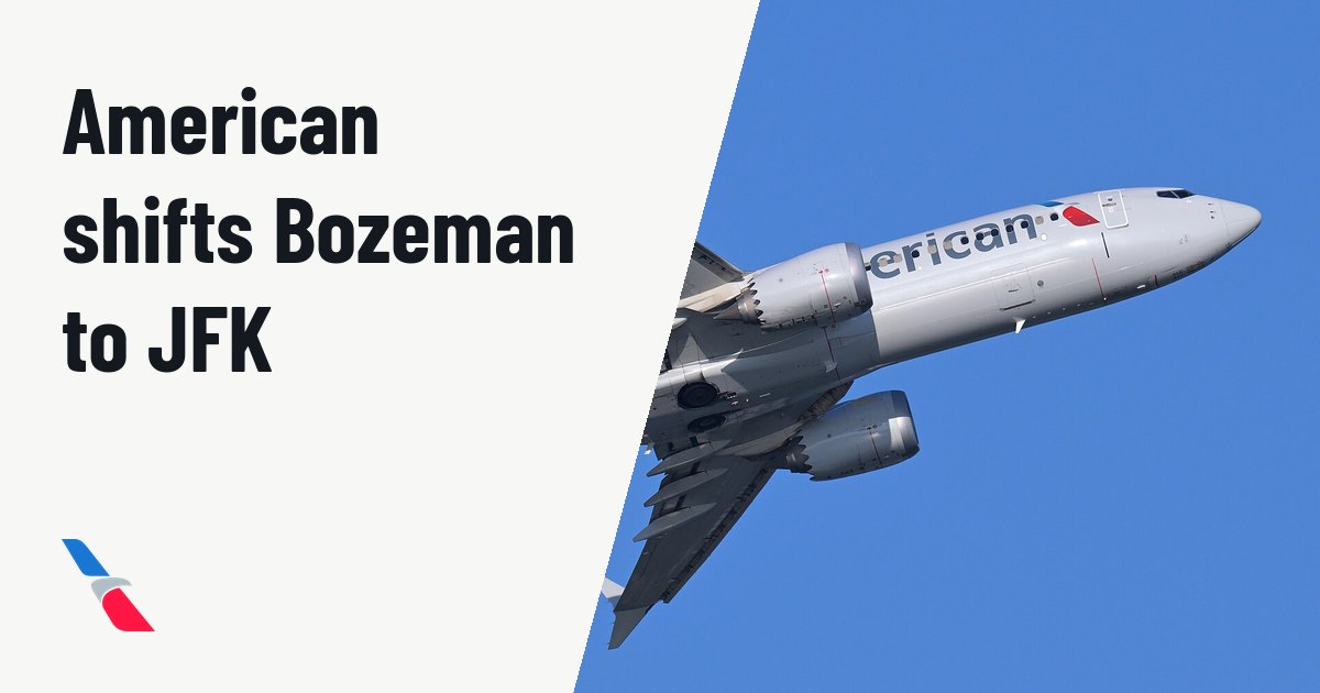 American Airlines moves Bozeman service to JFK with Boeing 737 MAX 8. Illustration photo (archive, not the aircraft involved) : American Airlines Boeing 737-8 MAX N316SE, as flight 2837 to Chicago, departs Boston from runway 22R.