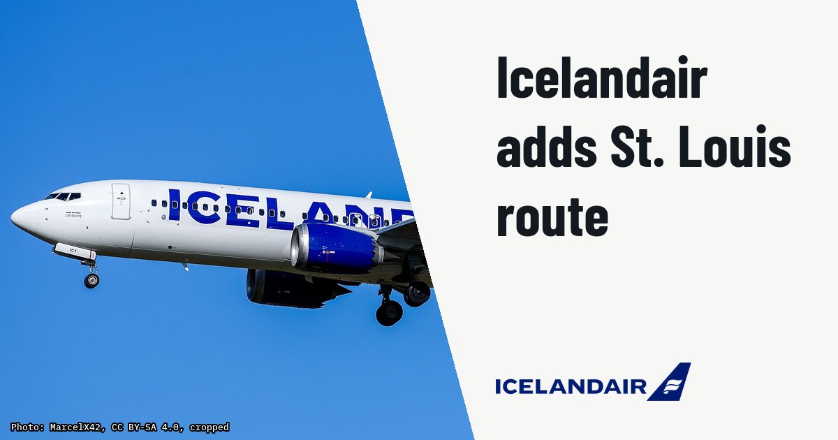 Icelandair launches St. Louis service with Boeing 737 MAX 8 for summer 2027. Illustration photo (archive, not the aircraft involved) : Die Boeing 737-8 MAX der Fluggesellschaft Icelandair mit dem Kennzeichen TF-ICY im Landeanflug auf die Bahn 25L des Flughafens Berlin Brandenburg. Das Flugzeug führte einen Flug vom Flughafen Keflavik