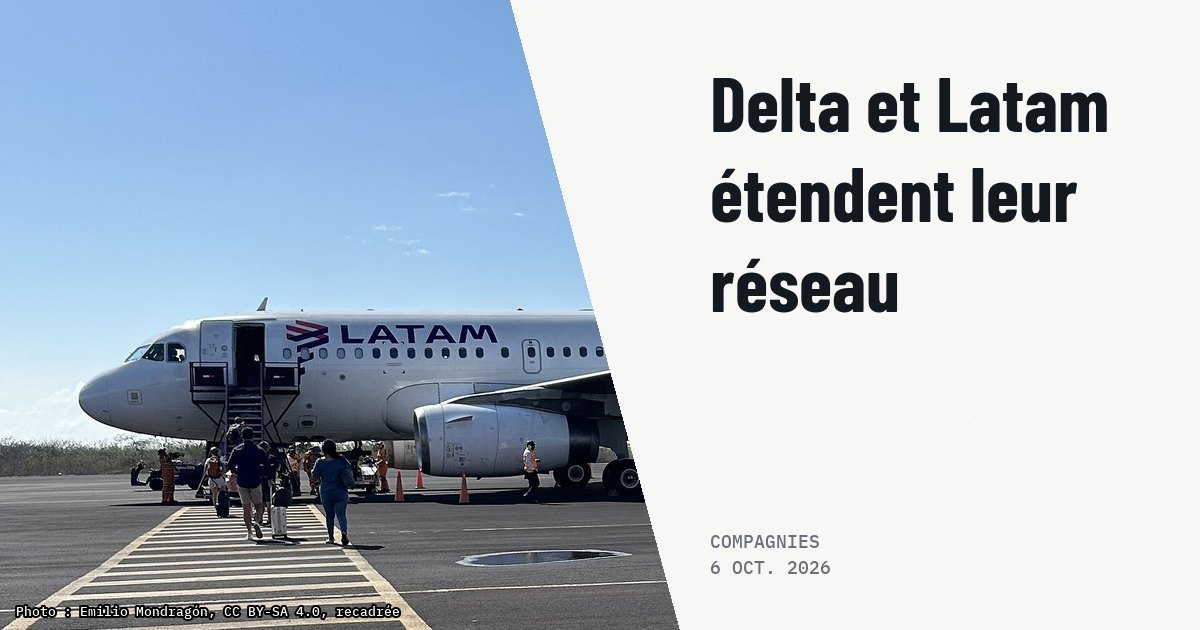 Delta et Latam augmentent leur offre de 31 % dans leur coentreprise. Photo d'illustration (archive, pas l'appareil concerné) : Avión de LATAM Ecuador en la rampa del Aeropuerto San Cristóbal en las Islas Galápagos, Ecuador