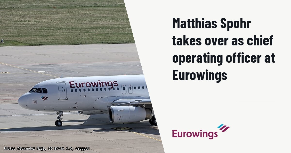 Matthias Spohr takes over as chief operating officer at Eurowings. Illustration photo (archive, not the aircraft involved) : D-ABGQ_(Eurowings) in Leinfelden-Echterdingen