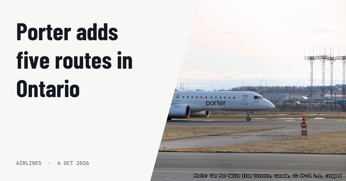 Porter Airlines adds five domestic routes from London, Ontario. Illustration photo (archive, not the aircraft involved) : C-GZQU Porter Airlines Embraer E195-E2 Taken through a chain-link fence.
