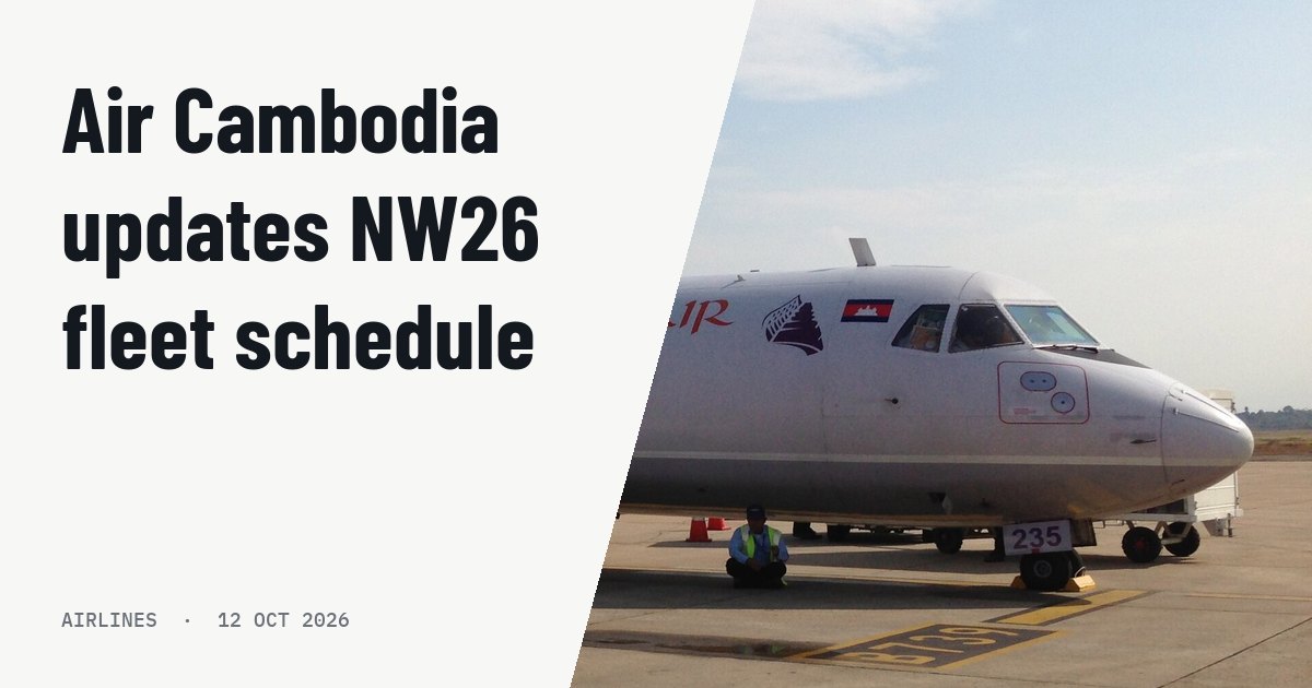 Air Cambodia adjusts NW26 flight schedules and expands COMAC C909 routes. Illustration photo (archive, not the aircraft involved) : ATR72 aircraft of Cambodia Angkor Air at Phnom Penh Intl Airport. April 2013