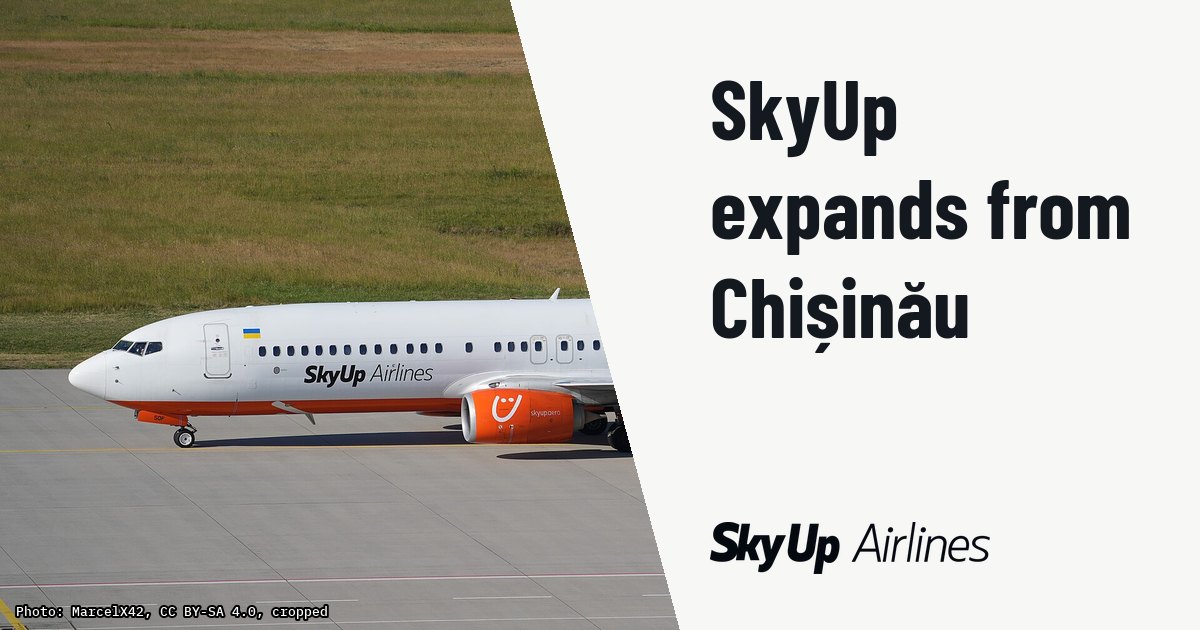 SkyUp links Chișinău to Dubai and London Stansted. Illustration photo (archive, not the aircraft involved) : Die Boeing 737-8H6(WL) der Fluggesellschaft SkyUp Airlines mit dem Kennzeichen UR-SQF nach der Landung auf der Bahn 26R des auf dem Flughafen Leipzig/Halle. Das Flugzeug führte einen Corendon Airlines