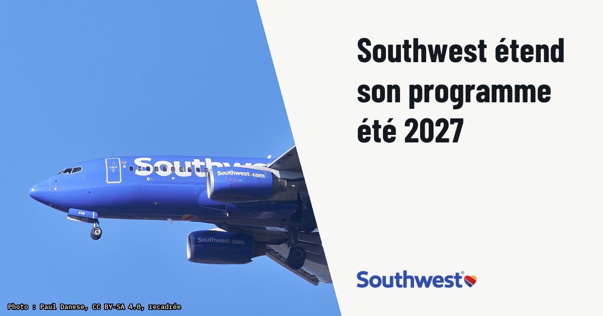 Southwest portera son offre estivale 2027 à 4 498 vols par jour. Photo d'illustration (archive, pas l'appareil concerné) : Taken from Windsor Locks Canal State Park