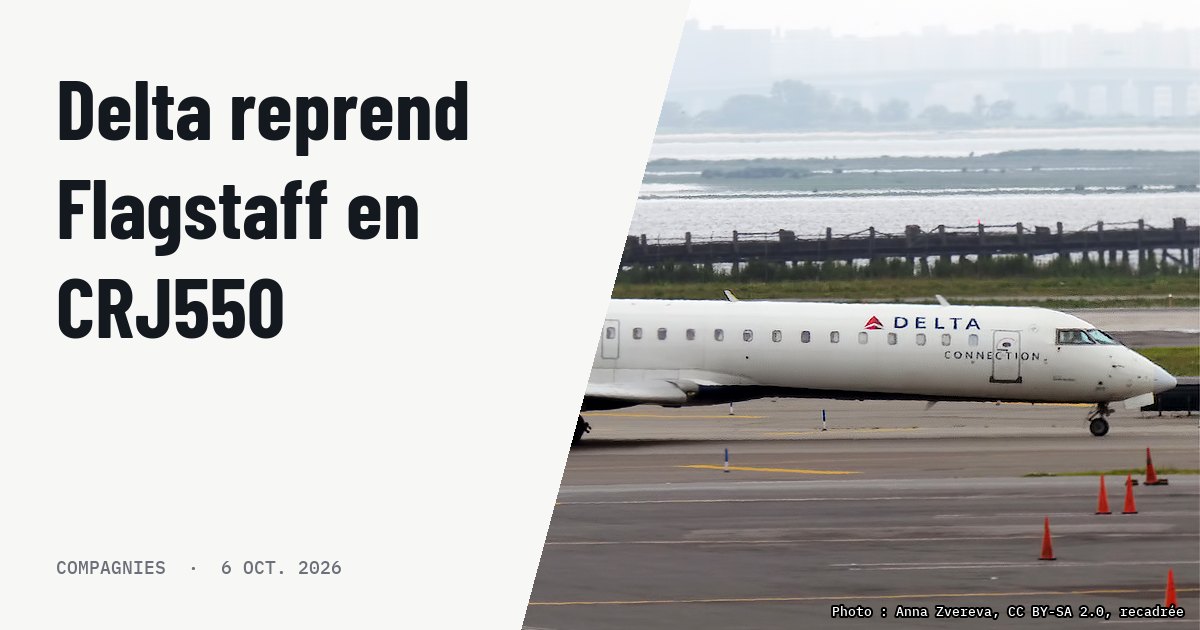 Delta relance Salt Lake City-Flagstaff en CRJ550 dès juin 2027. Photo d'illustration (archive, pas l'appareil concerné) : Delta Connection, N317CA, Bombardier CRJ-701ER
