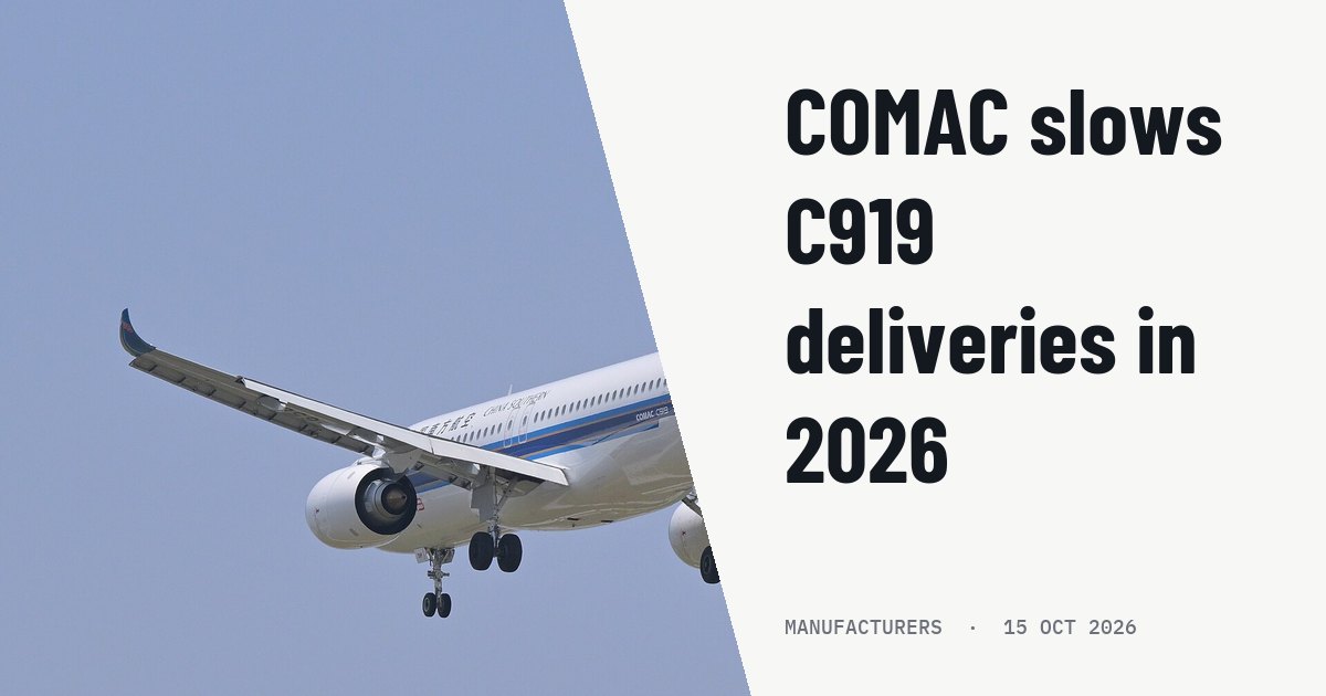 COMAC delivers only 11 C919 airliners as supply snags hit 2026 output. Illustration photo (archive, not the aircraft involved) : China Southern Airlines Comac C919 B-658P makes its final approach to runway 36R at Shanghai Hongqiao airport.