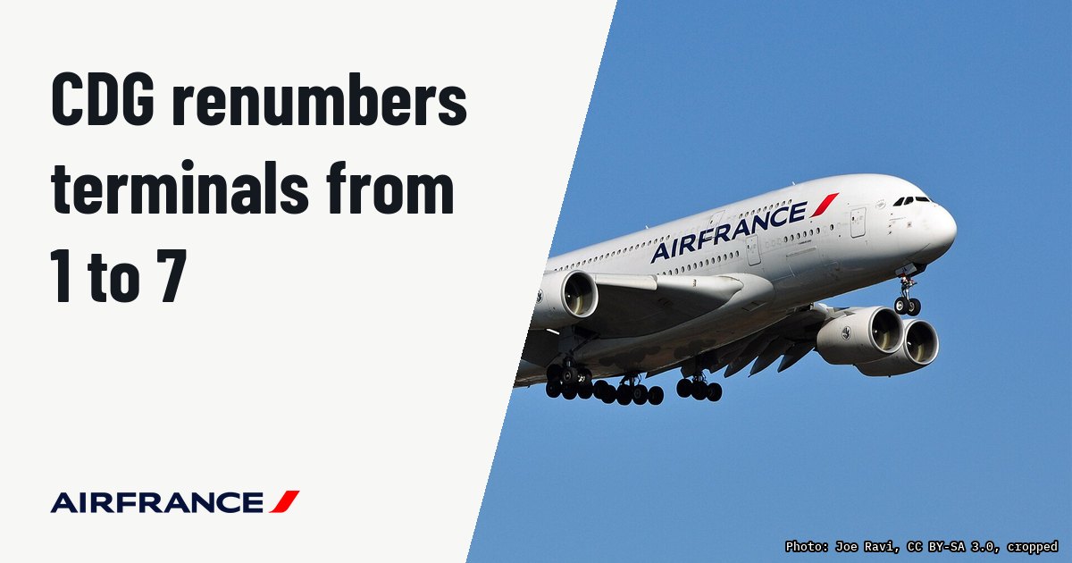 Paris-CDG renumbers all terminals from 1 to 7 ahead of CDG Express launch. Illustration photo (archive, not the aircraft involved) : Air France flight AF 028 landing at Washington Dulles International Airport in Virginia, USA.