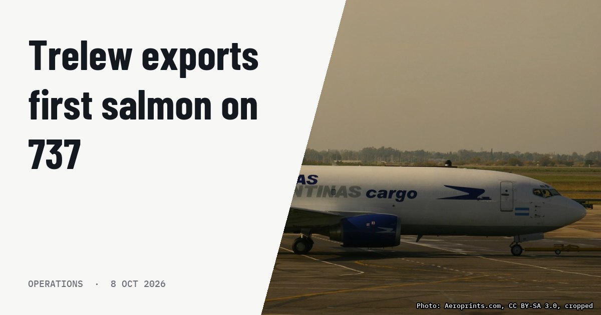 Aerolíneas Argentinas Cargo flies 18 tonnes of salmon from Trelew. Illustration photo (archive, not the aircraft involved) : At Buenos Aires Ezeiza