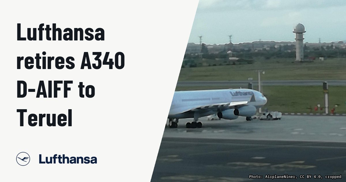 Lufthansa sends an Airbus A340-300 to Teruel as 777-9 delays drag on. Illustration photo (archive, not the aircraft involved) : Airbus A340-300 of Lufthansa, unknown registration