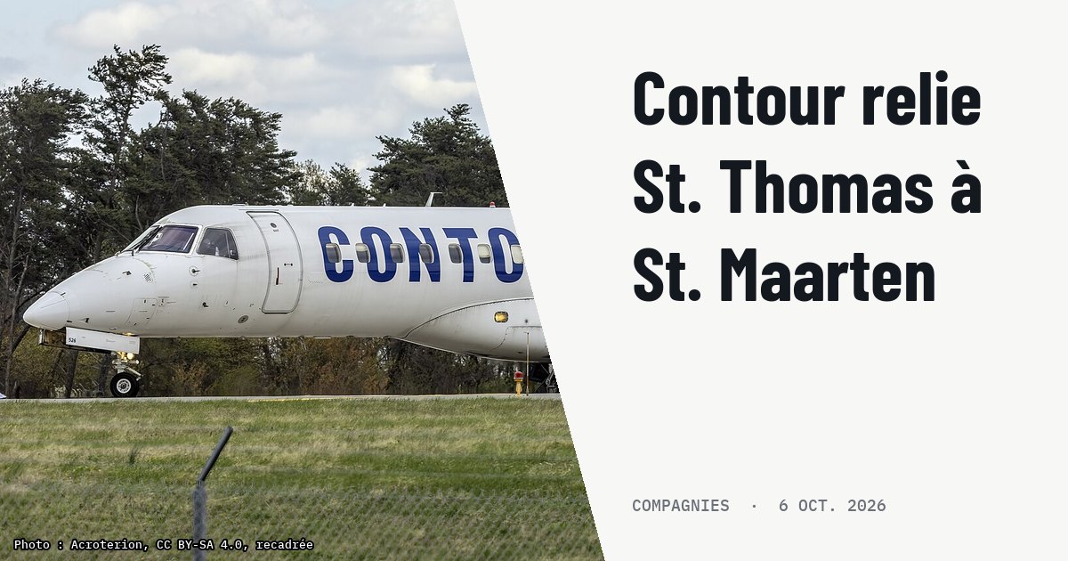 Contour Airlines relie St. Thomas à St. Maarten en ERJ-135. Photo d'illustration (archive, pas l'appareil concerné) : Contour Airlines Embraer ERJ-135LR N11526 preparing for take off at Baltimore-Washington International Thurgood Marshall Airport, Maryland, USA