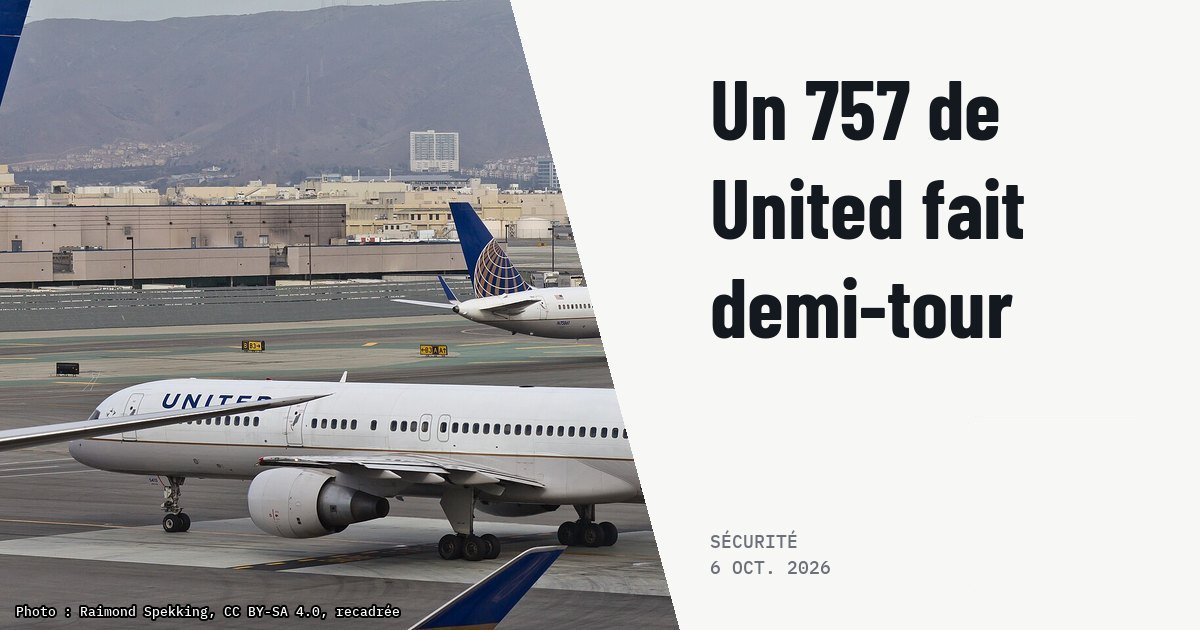 Un Boeing 757 de United fait demi-tour à Dublin après une odeur de carburant. Photo d'illustration (archive, pas l'appareil concerné) : United Airlines - N515UA - Boeing 757-200 - San Francisco International Airport