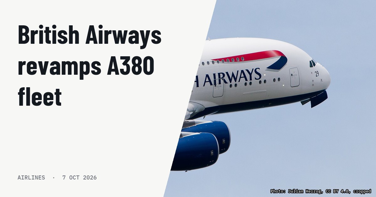 British Airways unveils extensive cabin retrofit for Airbus A380 fleet. Illustration photo (archive, not the aircraft involved) : British Airways Airbus A380-841 (reg. F-WWSK, c/n 095, normally G-XLEA) flying at Paris Air Show 2013.