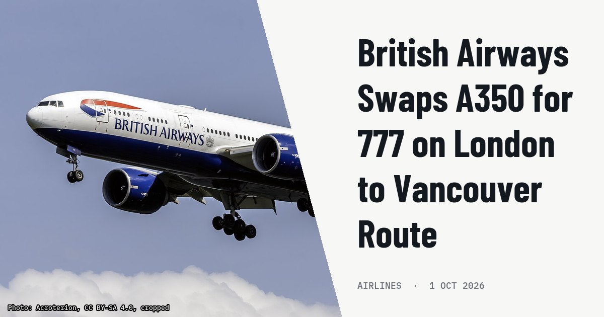 British Airways Swaps A350 for 777 on London to Vancouver Route. Illustration photo (archive, not the aircraft involved) : 1997 British Airways Boeing 777-236ER G-VIIH on final approach at Washington Dulles International Airport, Virginia, USA