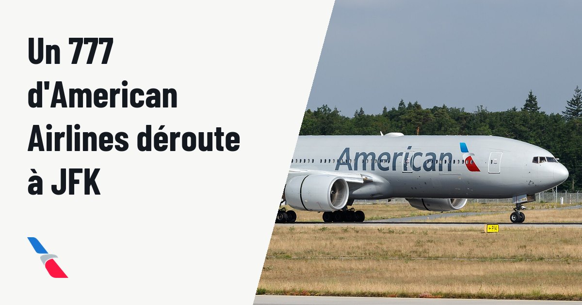 Un Boeing 777 d'American Airlines déroute à JFK après une panne de toilettes. Photo d'illustration (archive, pas l'appareil concerné) : American Airlines Boeing 777-300ER at Frankfurt Airport