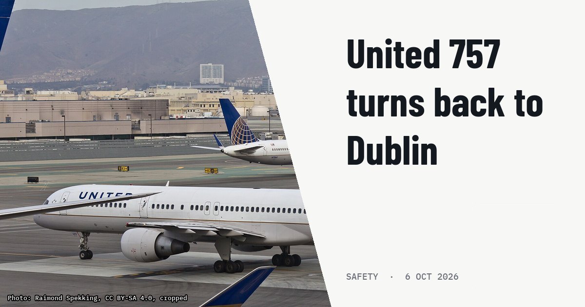 United Airlines Boeing 757 returns to Dublin after fuel odor at 31,000 ft. Illustration photo (archive, not the aircraft involved) : United Airlines - N515UA - Boeing 757-200 - San Francisco International Airport