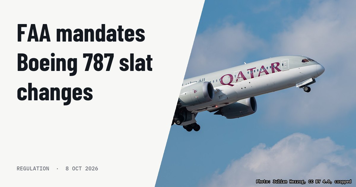 FAA mandates new slat actuators and AFM limitations on Boeing 787. Illustration photo (archive, not the aircraft involved) : Qatar Airways Boeing 787-8 Dreamliner (reg. A7-BCO, msn 38333/188) at Munich Airport (IATA: MUC; ICAO: EDDM) departing 08R.