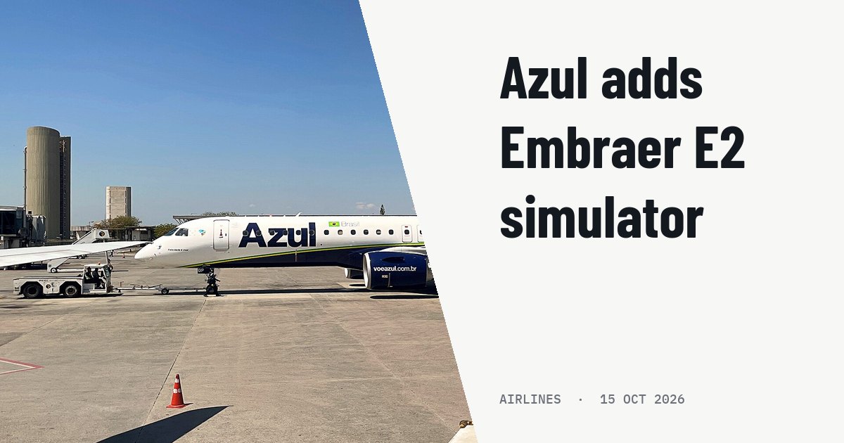 Azul commissions FlightSafety Embraer E2 simulator in Campinas. Illustration photo (archive, not the aircraft involved) : PS-ADP Embraer E195-E2 at Belo Horizonte-Confins International Airport, Minas Gerais, Brazil.
