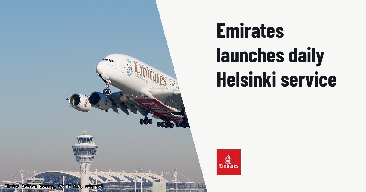 Emirates opens daily non-stop flights between Dubai and Helsinki. Illustration photo (archive, not the aircraft involved) : Emirates Airbus A380-861 (reg. A6-EER, msn 139) at Munich Airport (IATA: MUC; ICAO: EDDM) departing 26L. See also : File:Emirates Airbus A380-861 A6-EER MUC 2015 02.jpg File:Emirates Airbus A380-861 A