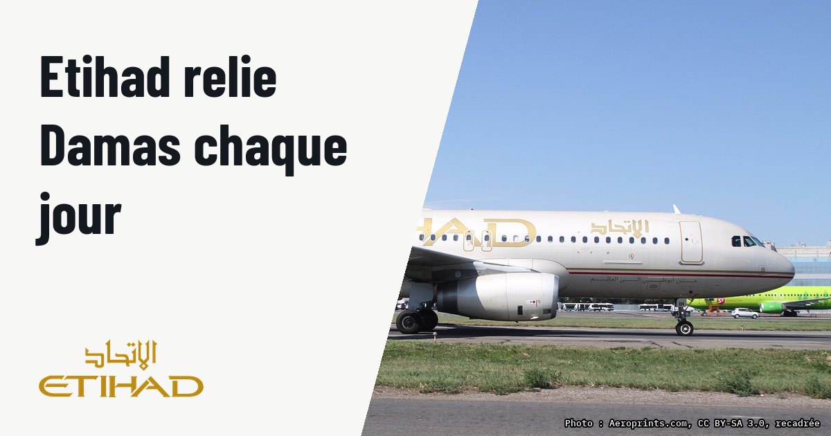 Etihad Airways porte ses liaisons vers Damas à un vol quotidien. Photo d'illustration (archive, pas l'appareil concerné) : At Moscow Domodedovo