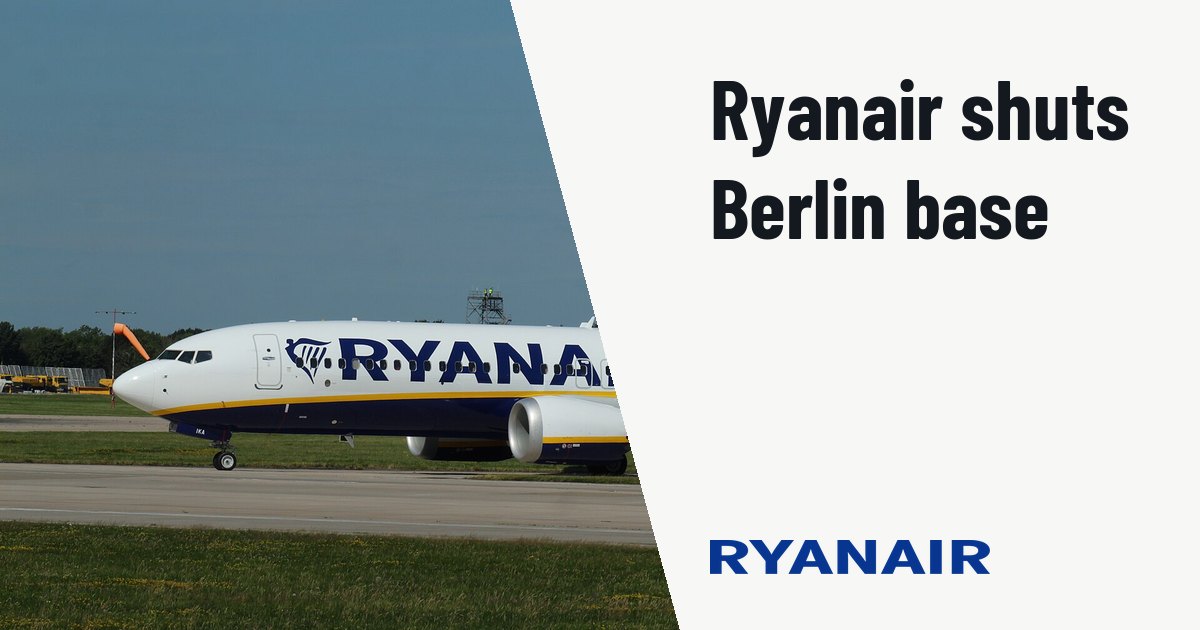 Ryanair to close Berlin base and cut 700,000 German seats. Illustration photo (archive, not the aircraft involved) : Only delivered 2 days before hand