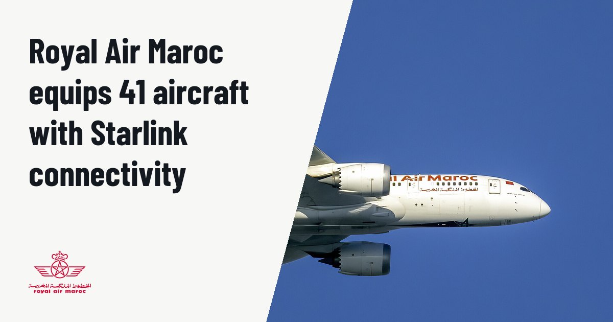 Royal Air Maroc equips 41 aircraft with Starlink connectivity. Illustration photo (archive, not the aircraft involved) : Royal Air Maroc Boeing 787-8 CN-RGC on approach to Washington Dulles International Airport over Maryland, USA