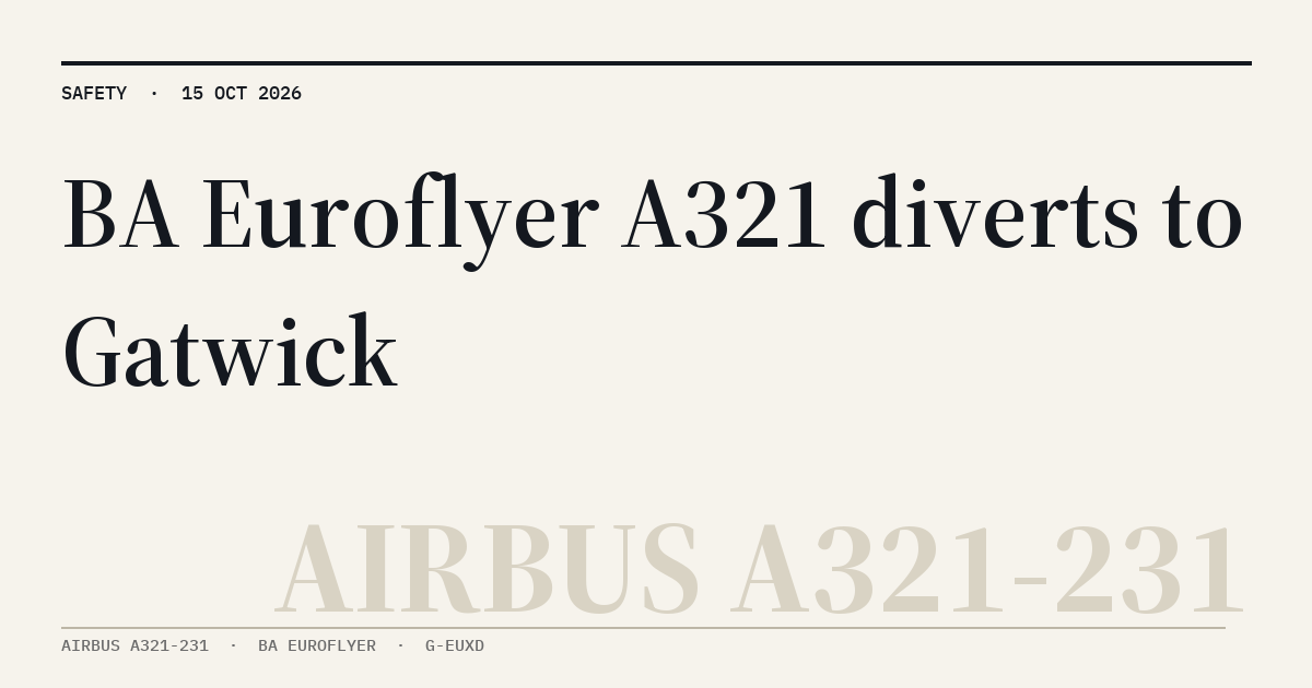 MyATPS : BA Euroflyer A321 returns to Gatwick after cabin window damage