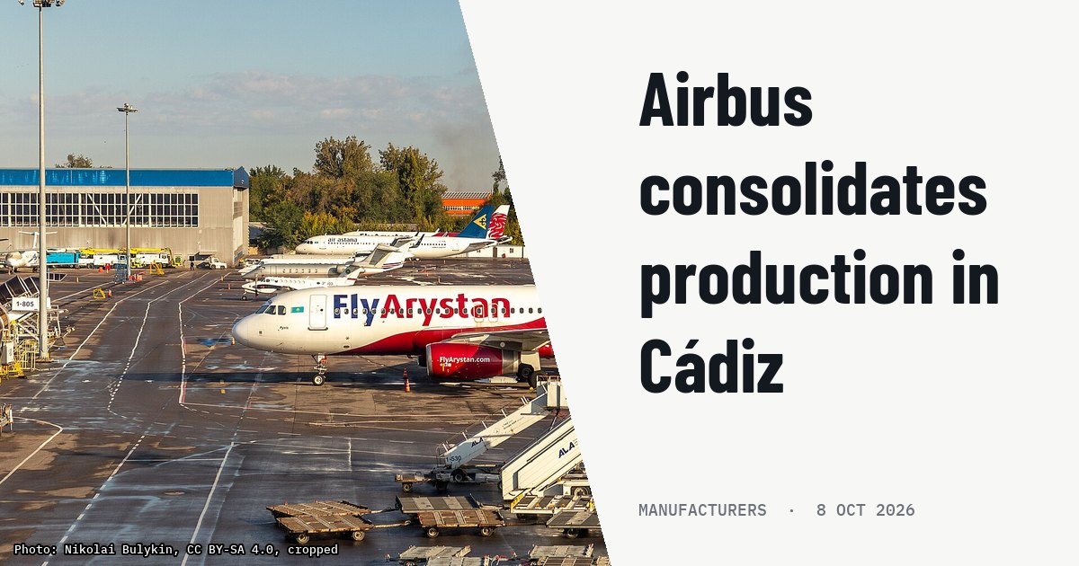 Airbus modernises Cádiz site to accelerate aircraft production. Illustration photo (archive, not the aircraft involved) : FlyArystan Airbus A320 (EI-KBY) in Almaty airport, Kazakhstan.