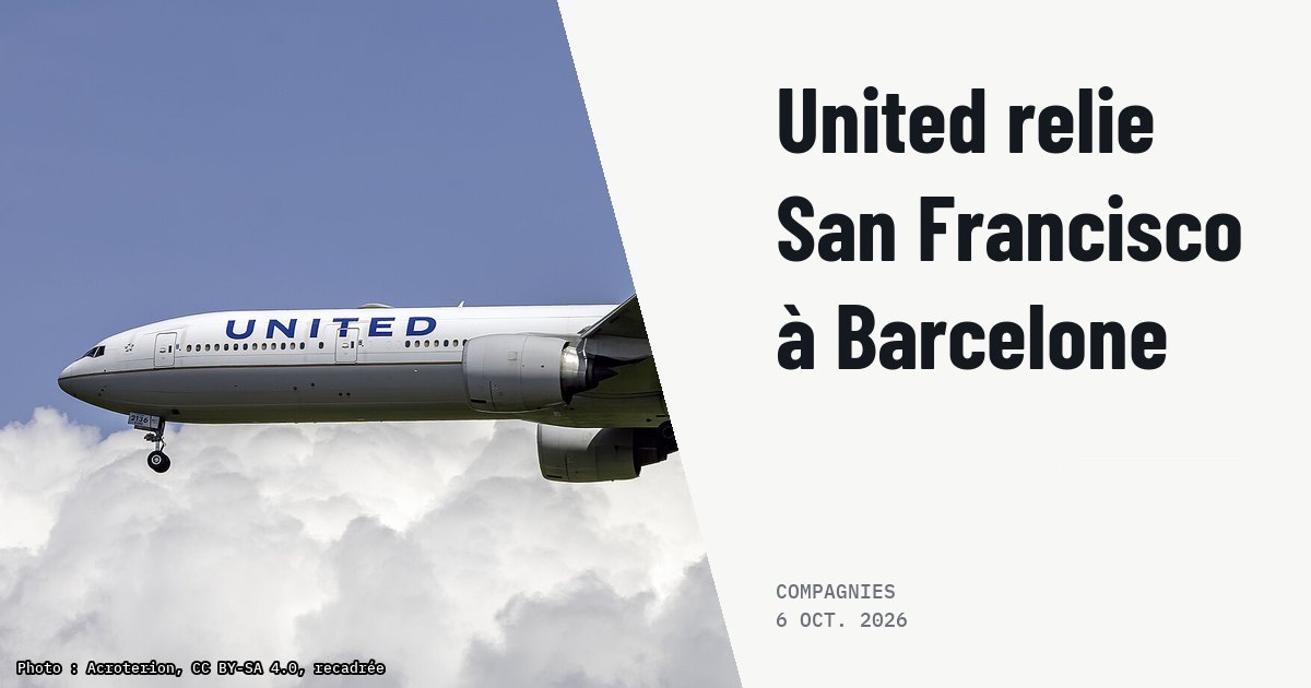 United relie San Francisco à Barcelone en 777-300ER pour des vols ponctuels. Photo d'illustration (archive, pas l'appareil concerné) : 2017 United Airlines Boeing 777-300ER N2136U on final approach at Washington Dulles International Airport, Virginia, USA