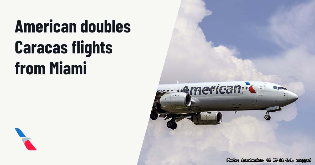 American Airlines doubles Miami-Caracas service from October 15. Illustration photo (archive, not the aircraft involved) : American Airlines Boeing 737-800 N923NN landing at Ronald Reagan Washington National Airport, Virginia, USA
